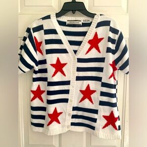 Vtg crystal Kobe half sleeve cardigan L- missing button